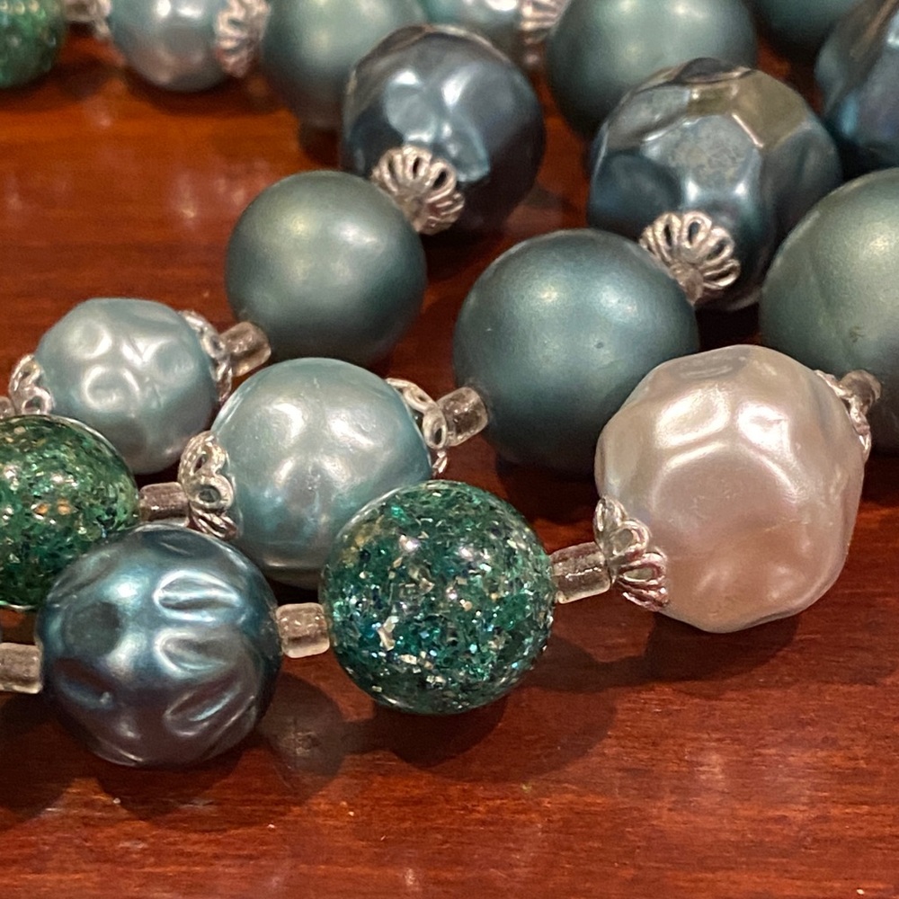 Japan Elegant Multi-Strand Teal Pearl Necklace - Picture 9 of 9